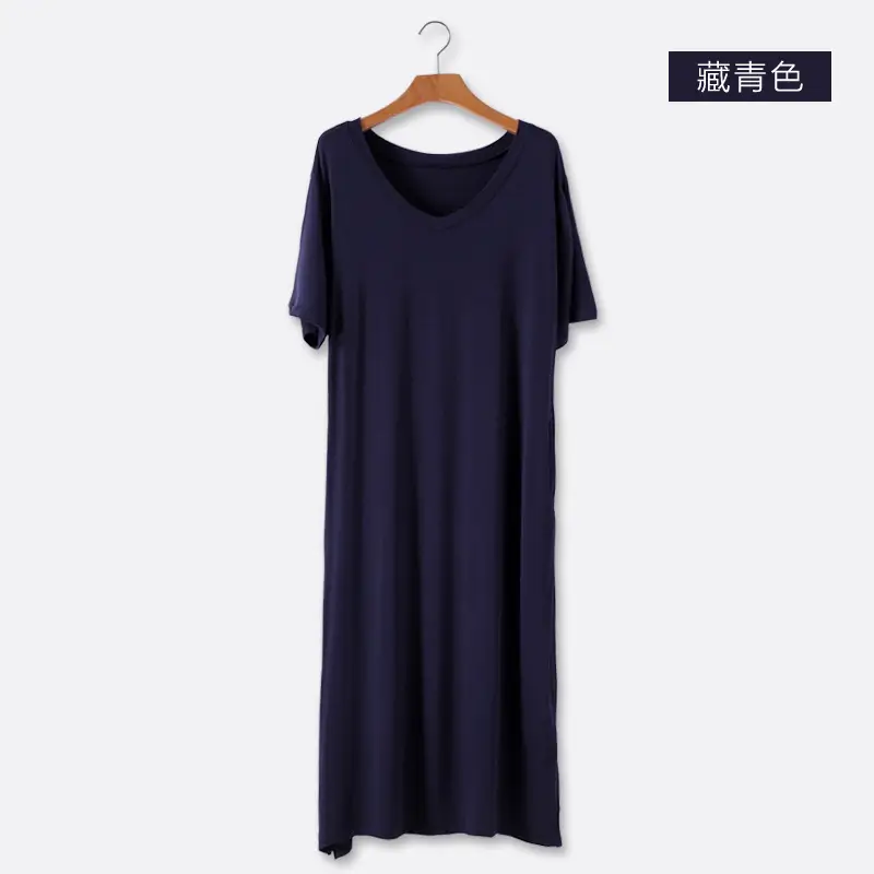 Women's V-Neck Long Grey Modal T-Shirt - Image 5