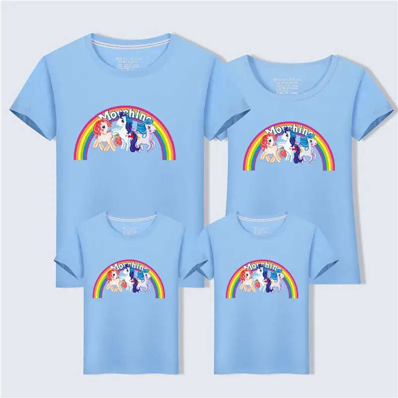Unicorn Family T-Straps Turquoise Cotton Summer Wear - Image 6
