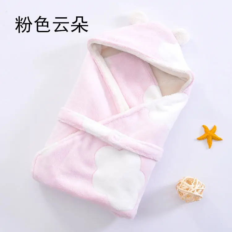 Pink Cloud Baby Swaddle Blanket with Lamination - Image 4