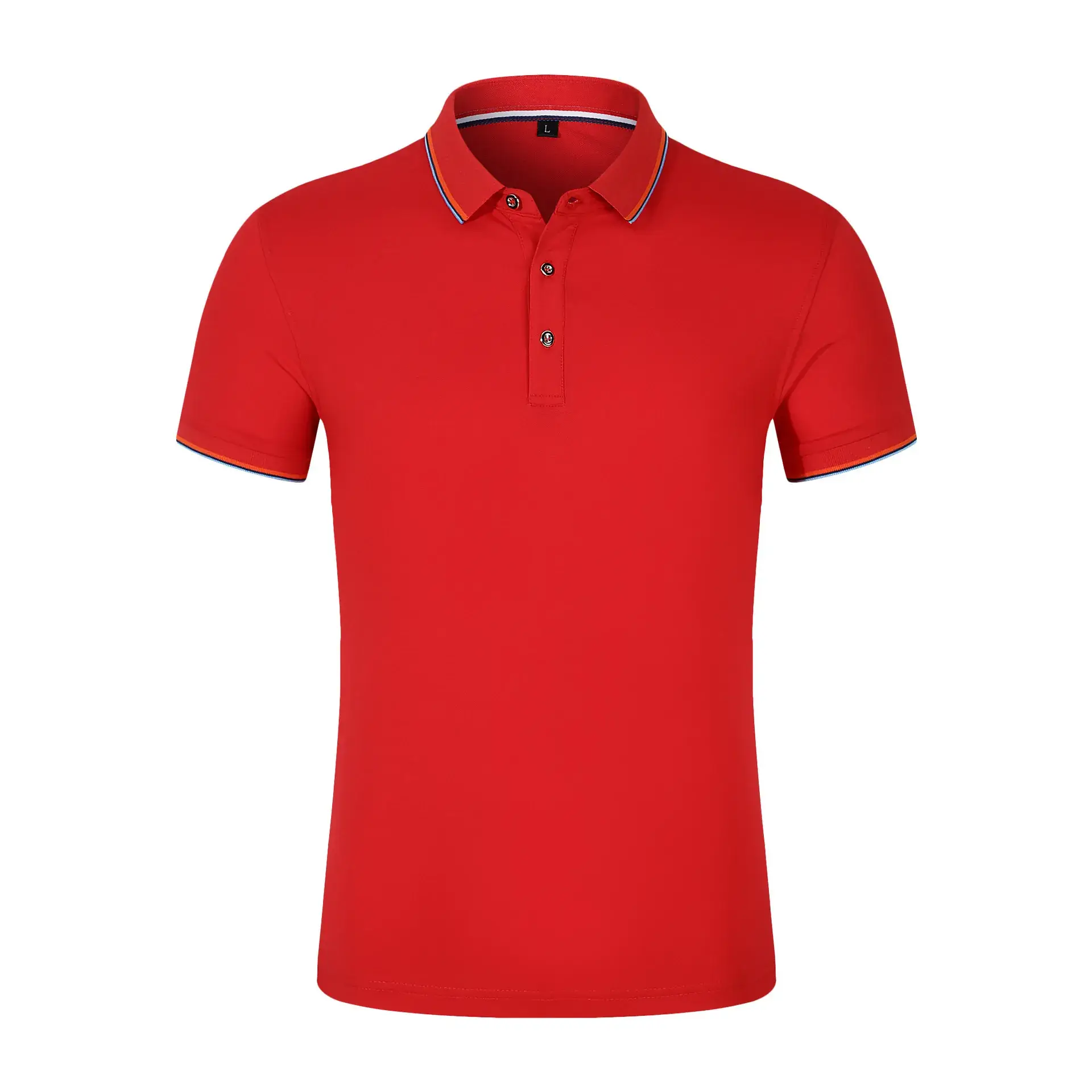 Men Women Black Polo Shirt with Orange Pants Set - Image 2