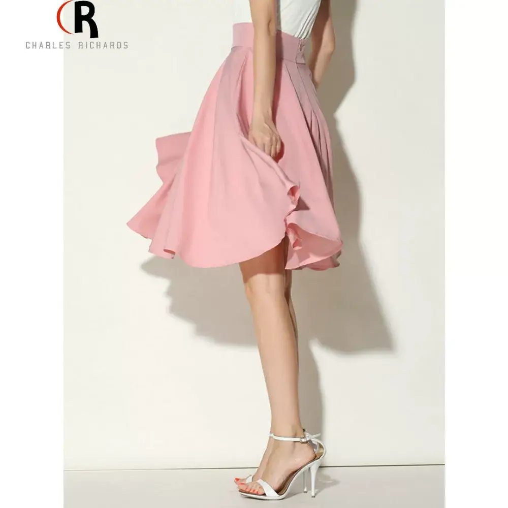Pink High Waist Ski Retro Mid-Length Skirt — feature 15