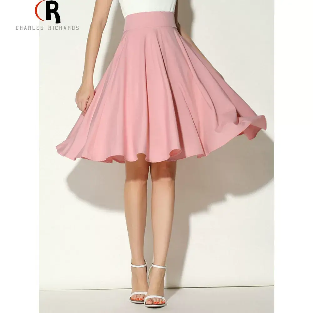 Pink High Waist Ski Retro Mid-Length Skirt — feature 16
