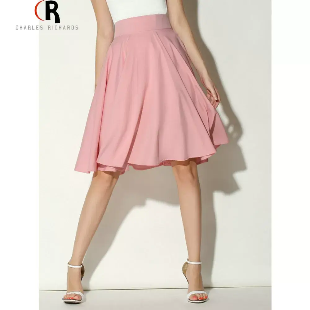Pink High Waist Ski Retro Mid-Length Skirt — feature 17