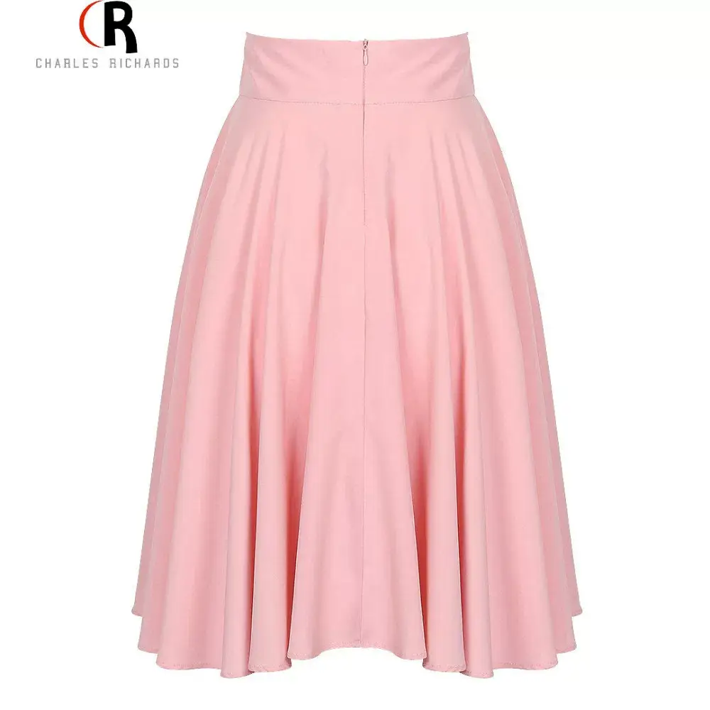 Pink High Waist Ski Retro Mid-Length Skirt — feature 18
