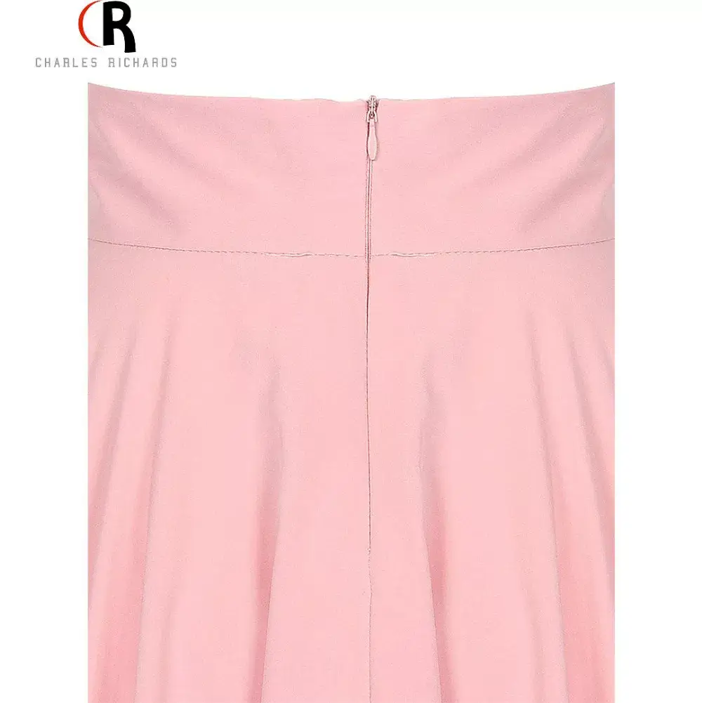 Pink High Waist Ski Retro Mid-Length Skirt — feature 21