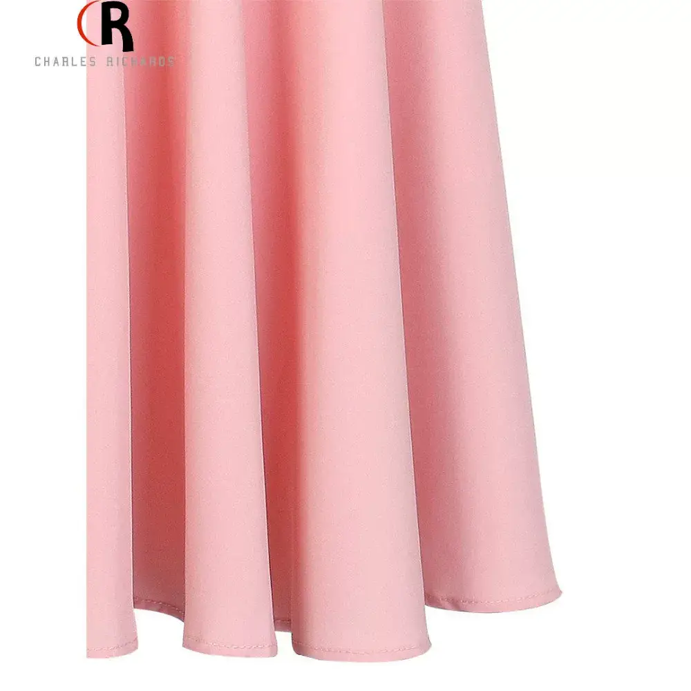 Pink High Waist Ski Retro Mid-Length Skirt — feature 23