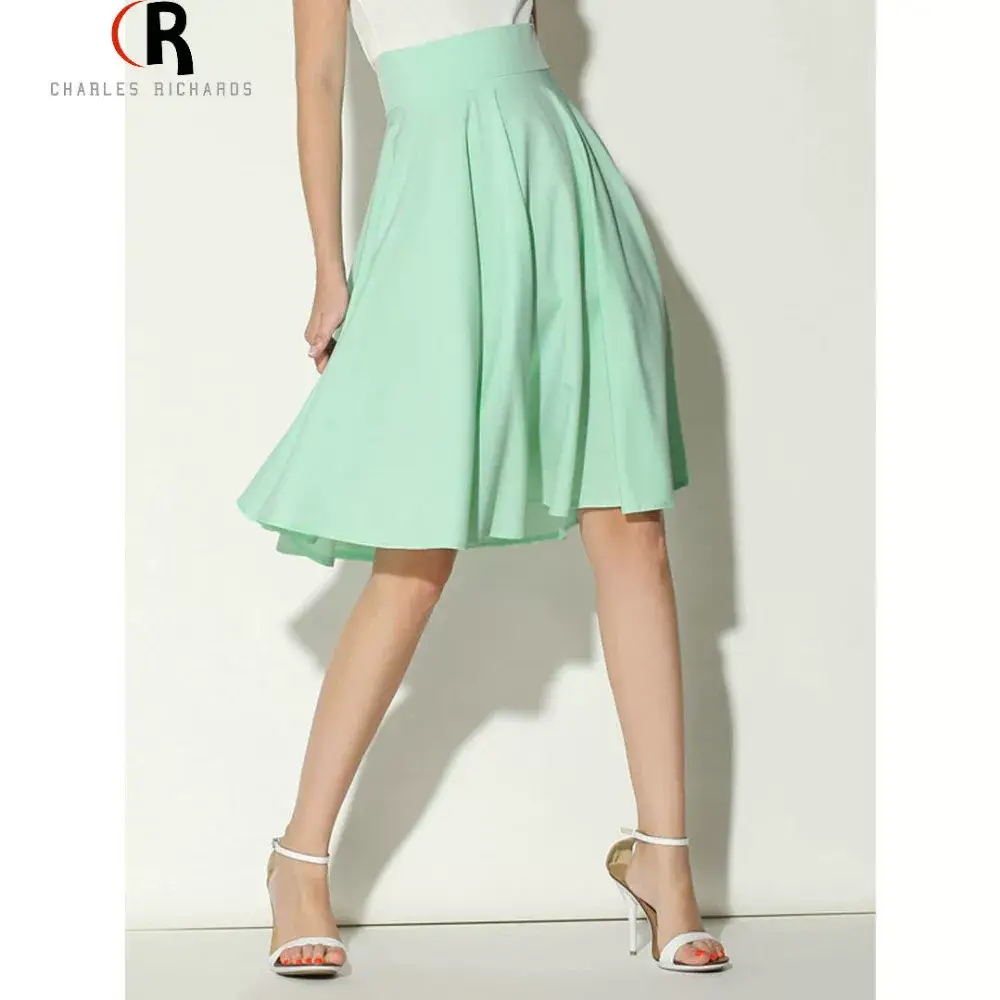 Pink High Waist Ski Retro Mid-Length Skirt — feature 4
