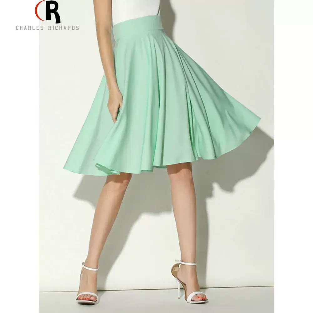 Pink High Waist Ski Retro Mid-Length Skirt — feature 5