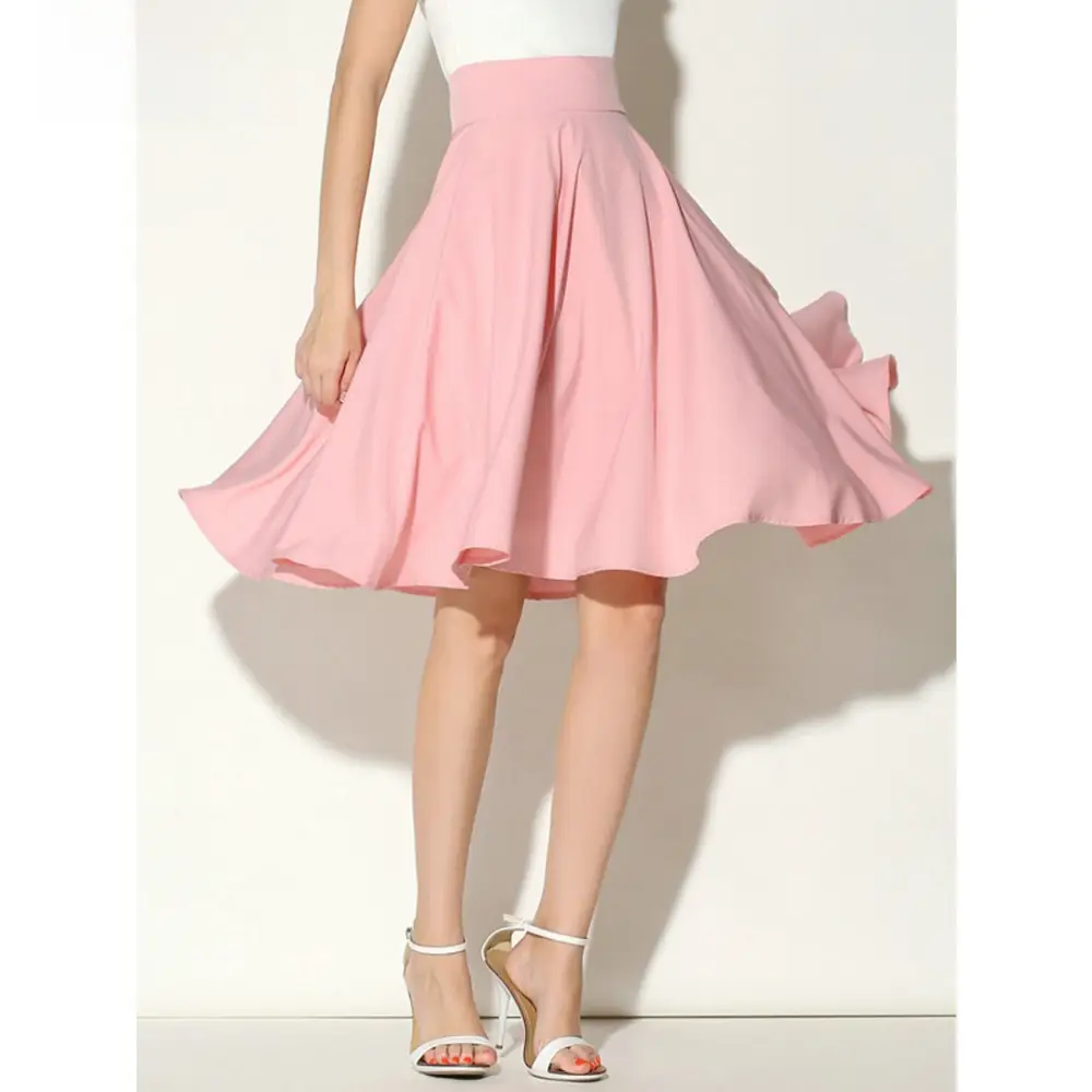 Pink High Waist Ski Retro Mid-Length Skirt - Image 14