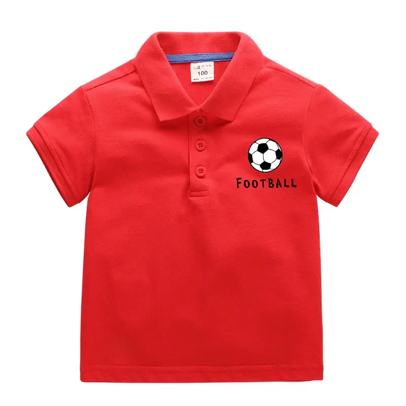Boys Football Polo Shirt Grey Pure Cotton Short Sleeve