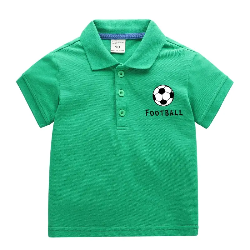 Boys Football Polo Shirt Grey Pure Cotton Short Sleeve