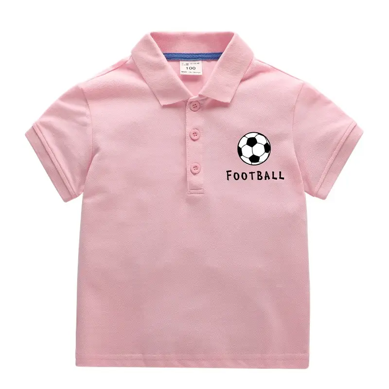 Boys Football Polo Shirt Grey Pure Cotton Short Sleeve