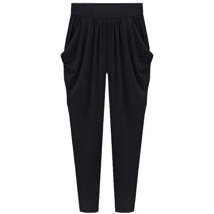 Women's Black Slimming Harlan Pants Plus Size Ice Silk - Image 8