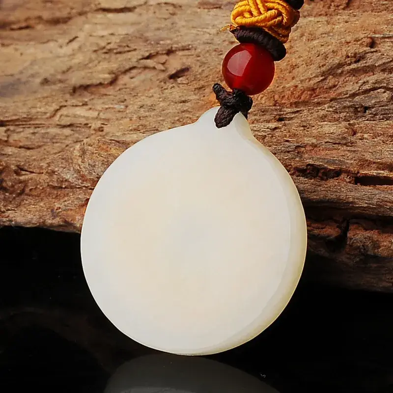 Natural Hetian Jade Gold Inlaid Necklace with Six-Character Mantra - Image 3