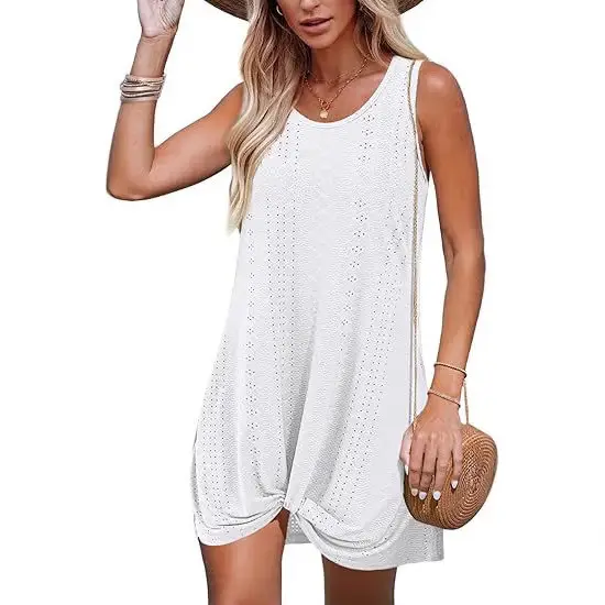 Women White Twisted Beach Kimono Dress