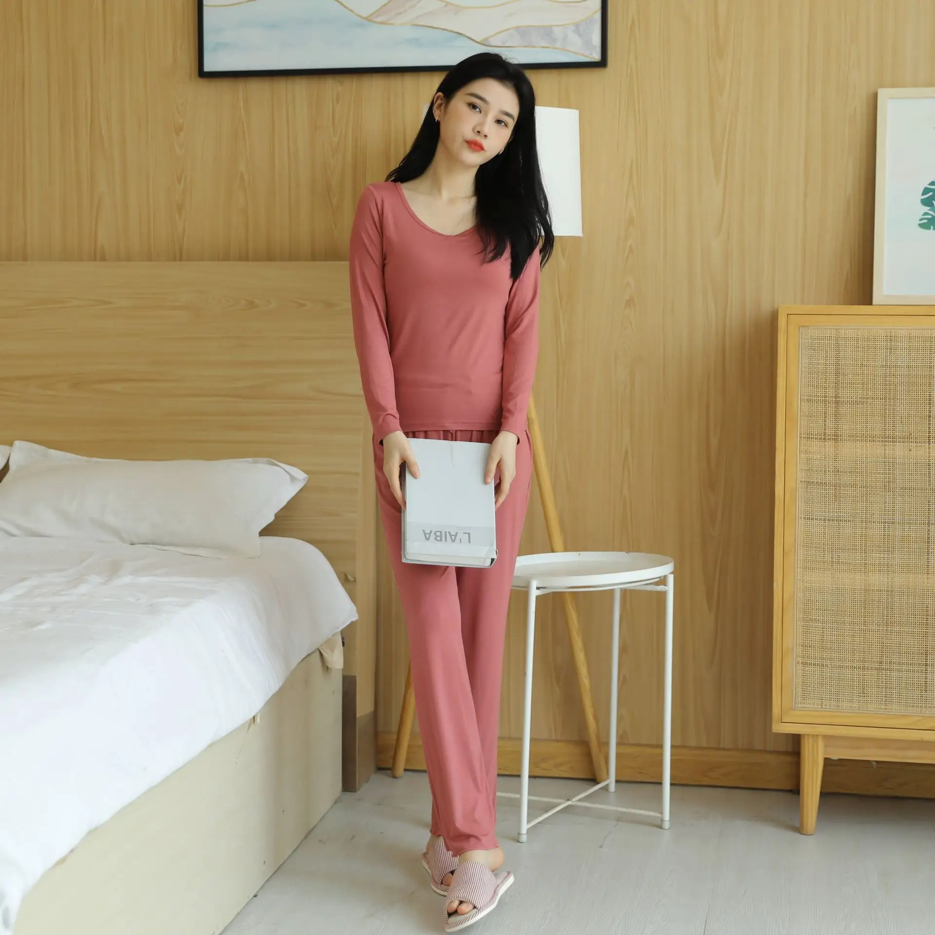 Women Long Sleeve Soft Satin Top Mint Green