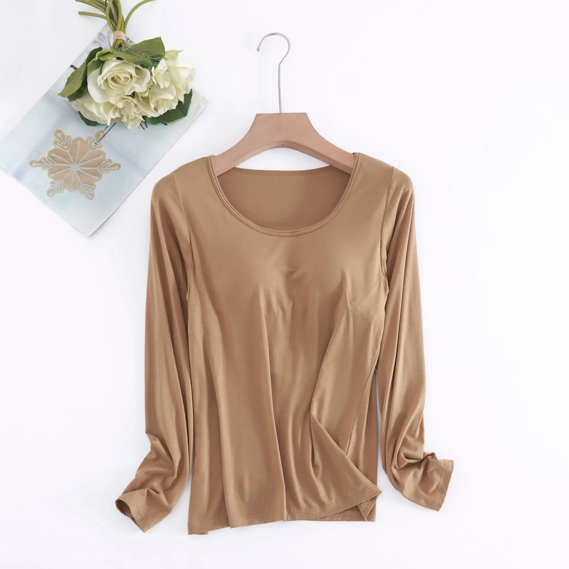 Women Long Sleeve Soft Satin Top Mint Green