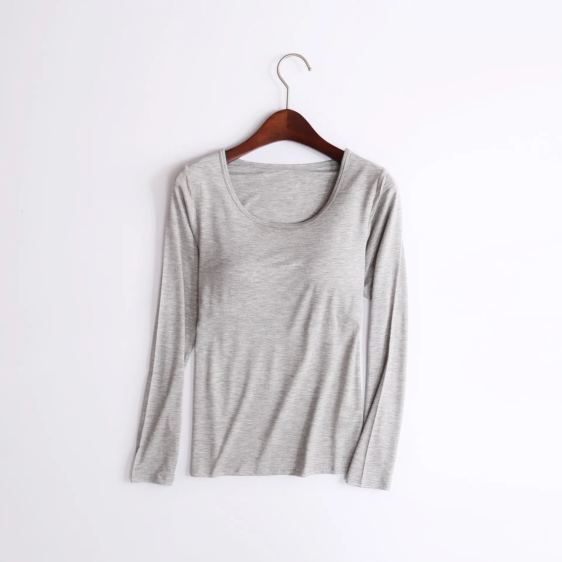 Women Long Sleeve Soft Satin Top Mint Green