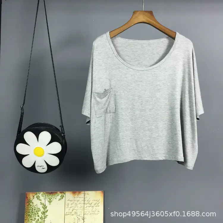 Women Loose Fit T-Shirt White Grey Black Modal Summer Casual - Image 2