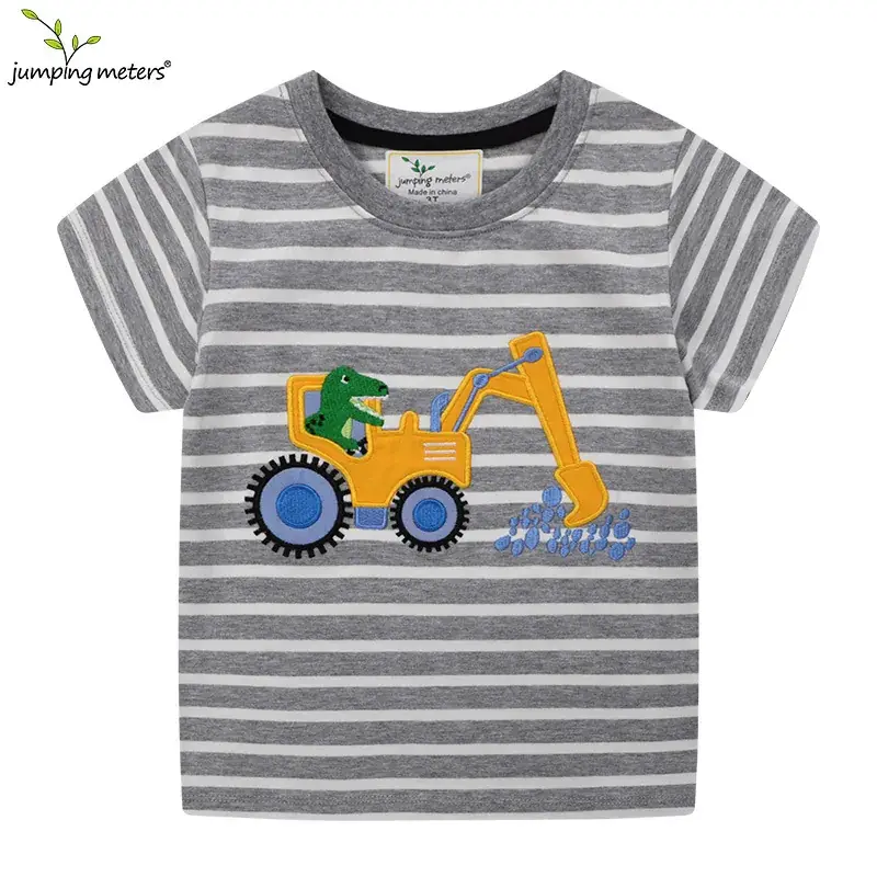 Jumping Heels Boys Striped T-Shirt Grey