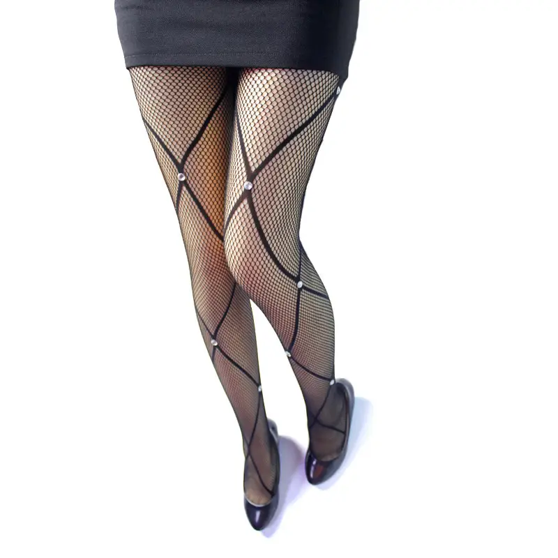 Women's Rhombus Mesh Jacquard Socks Black - Image 6