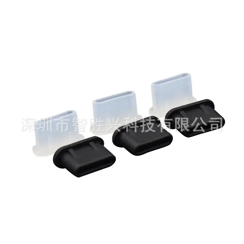 USB3.1 Type-C Data Charging Plug Silicone Dust Cover Black White Transparent - Image 13