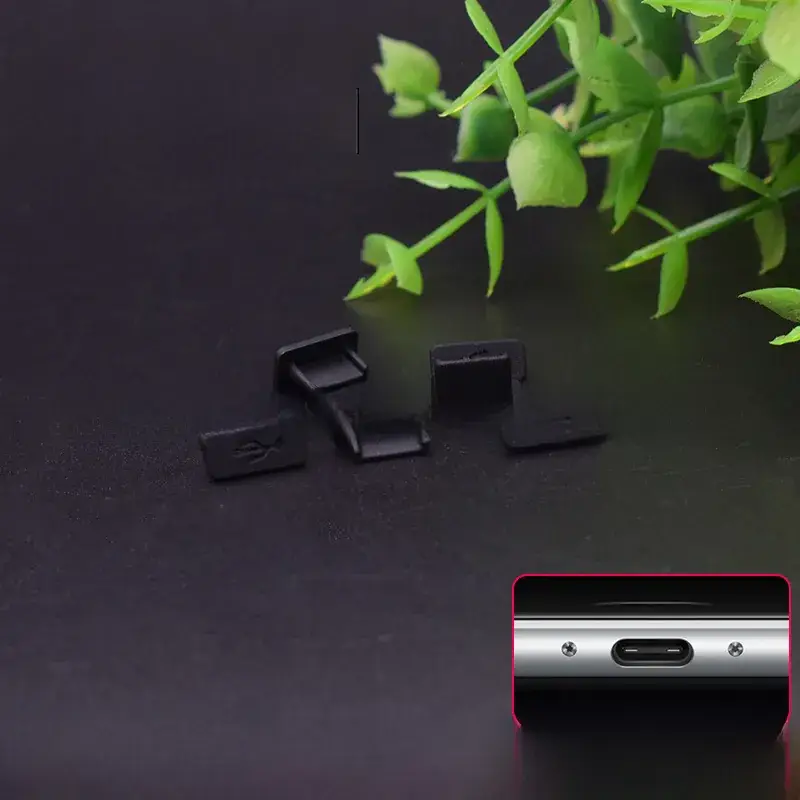 USB3.1 Type-C Data Charging Plug Silicone Dust Cover Black White Transparent - Image 3