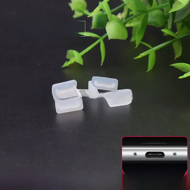 USB3.1 Type-C Data Charging Plug Silicone Dust Cover Black White Transparent - Image 4