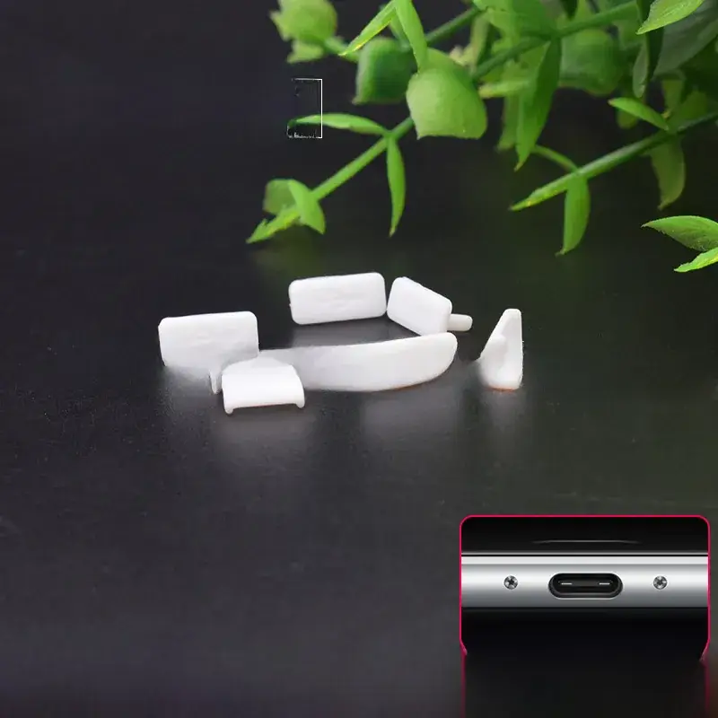 USB3.1 Type-C Data Charging Plug Silicone Dust Cover Black White Transparent - Image 5