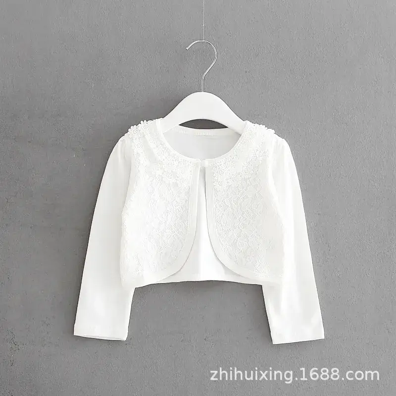 Pink Lace Short-Sleeved Sun-Protective Cardigan for Girls - Image 6