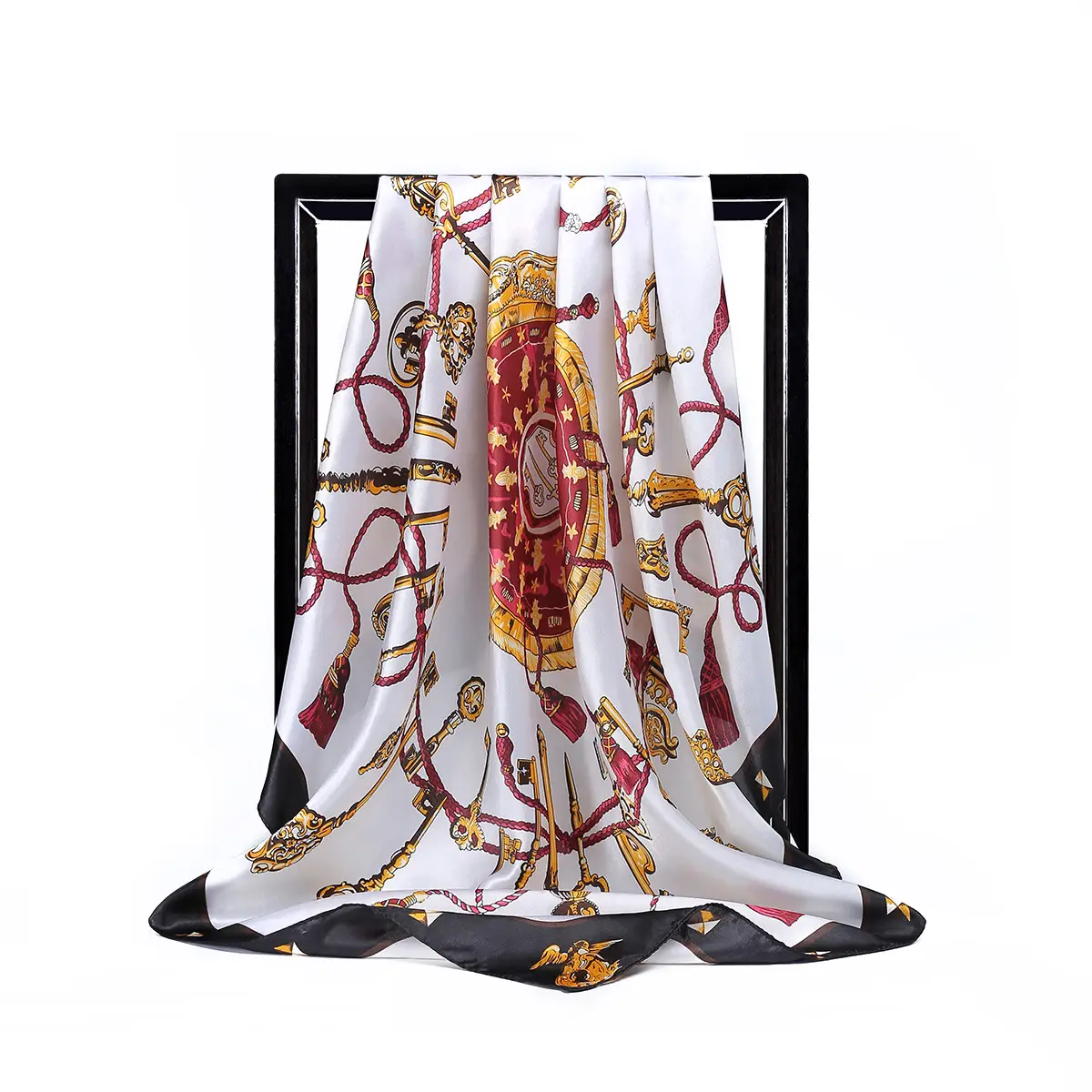 Gaohe 90cm Silk Scarf with European American Islamic Pattern - Image 2