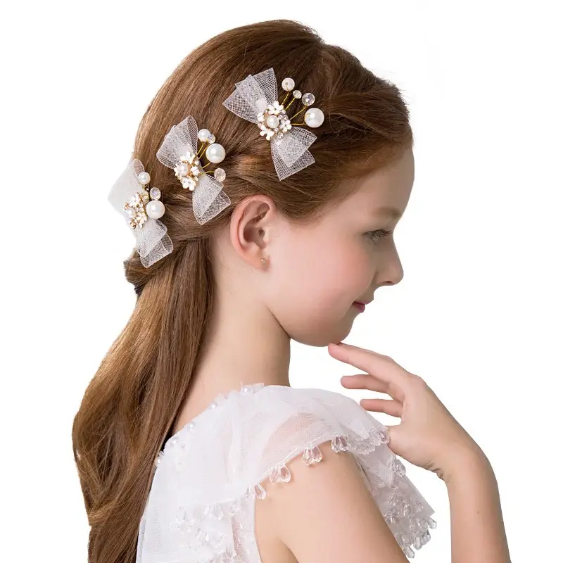 Girls Princess Hair Bow Crown Wreath Set - Image 6