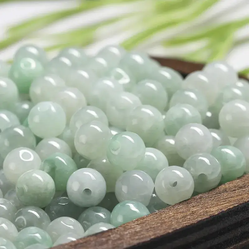Jade White Green Loose Beads for Jewelry Making - Image 2