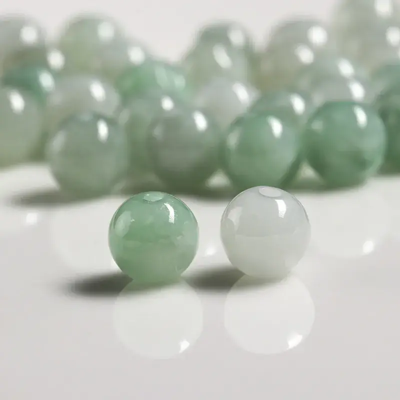 Jade White Green Loose Beads for Jewelry Making - Image 3