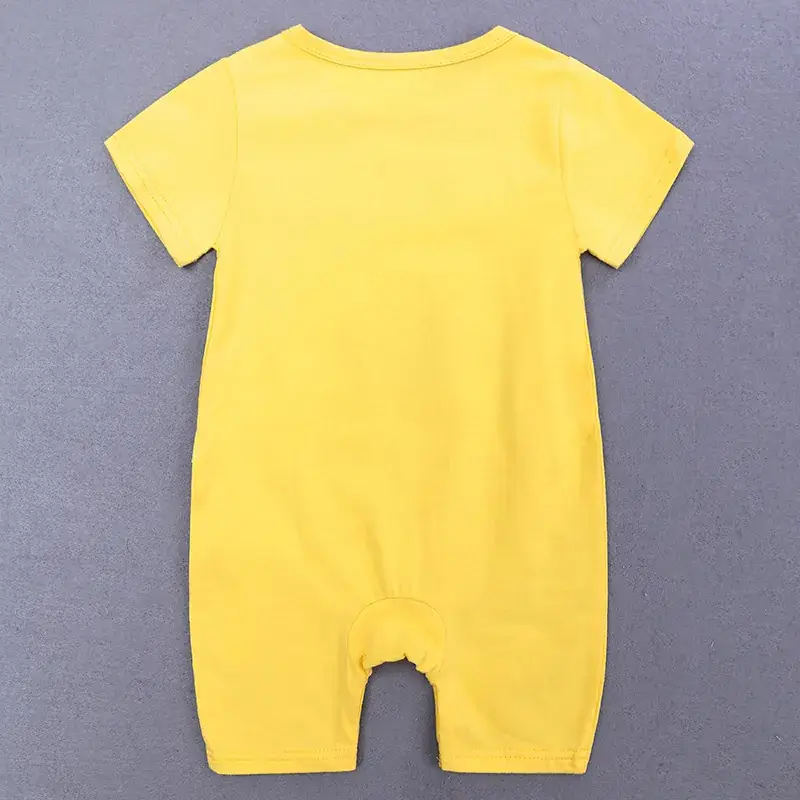 Yellow Shark Print Baby Onesie Full Month Romper - Image 4