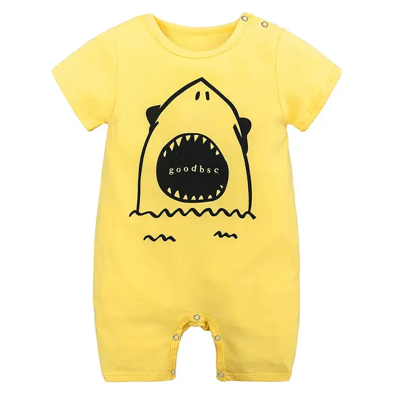 Yellow Shark Print Baby Onesie Full Month Romper - Image 6