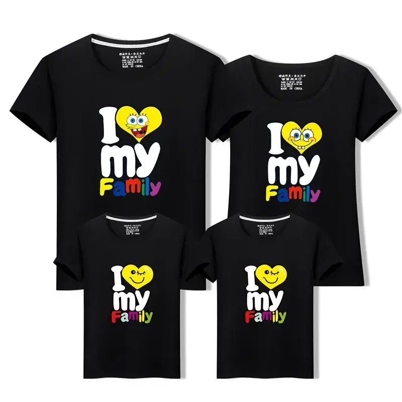 Parent-child Family T-shirts Pure Cotton Yellow - Image 4