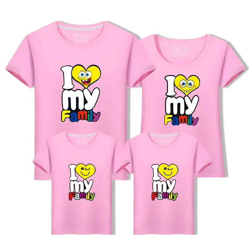 Parent-child Family T-shirts Pure Cotton Yellow - Image 5