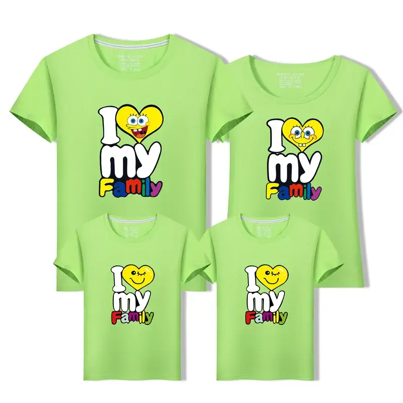 Parent-child Family T-shirts Pure Cotton Yellow - Image 7