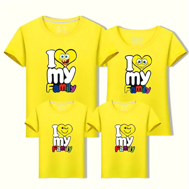 Parent-child Family T-shirts Pure Cotton Yellow - Image 2