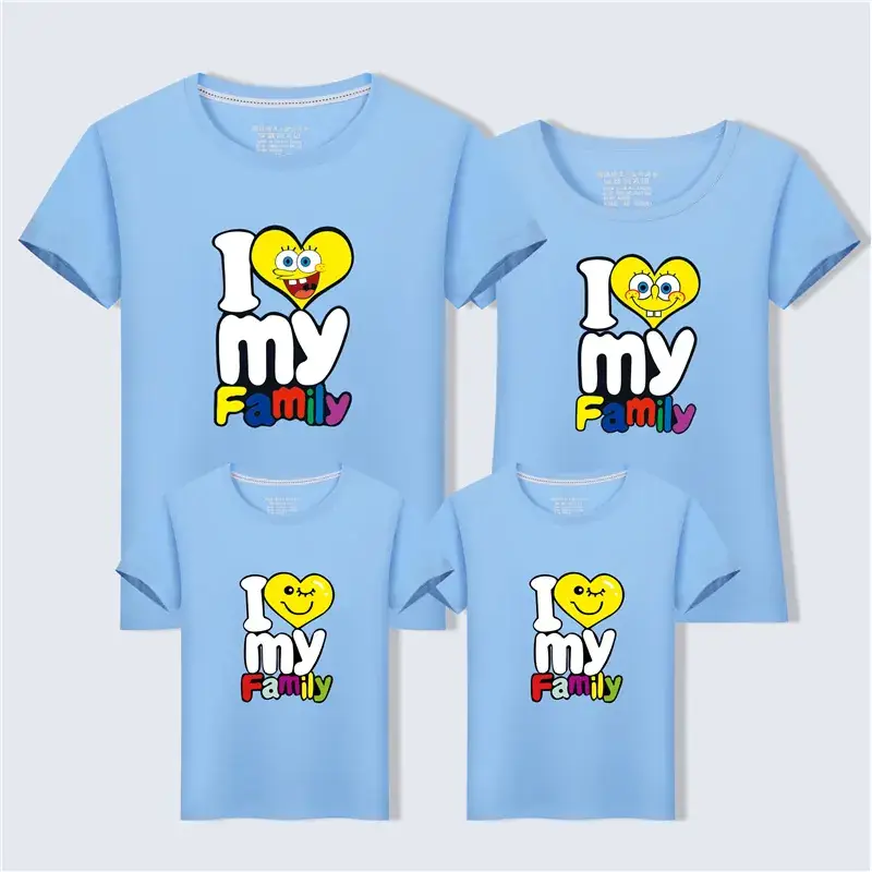 Parent-child Family T-shirts Pure Cotton Yellow - Image 6