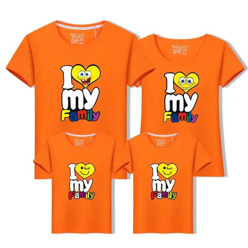 Parent-child Family T-shirts Pure Cotton Yellow - Image 9