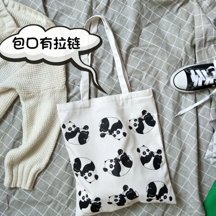 Panda Print Canvas Travel Bag for Students