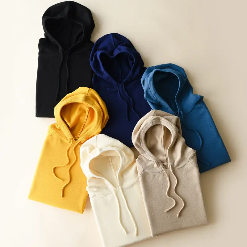 Women's Yellow Hooded Knitted Sweater Jacket