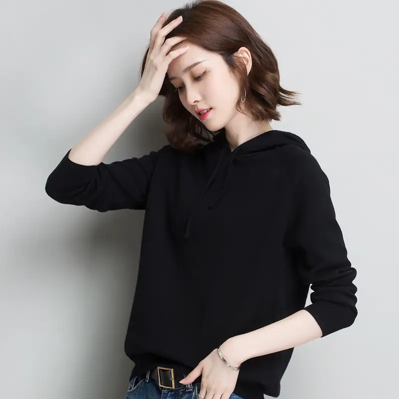 Women's Yellow Hooded Knitted Sweater Jacket