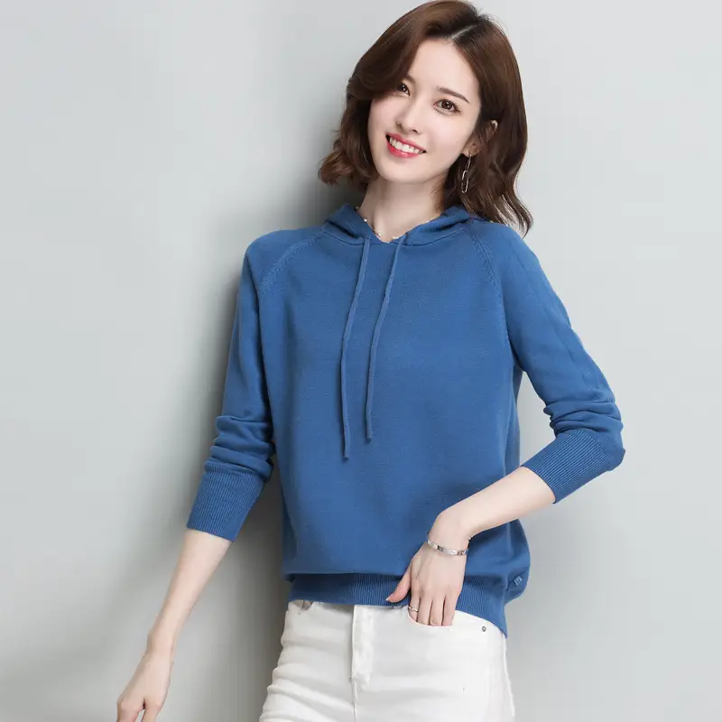 Women's Yellow Hooded Knitted Sweater Jacket