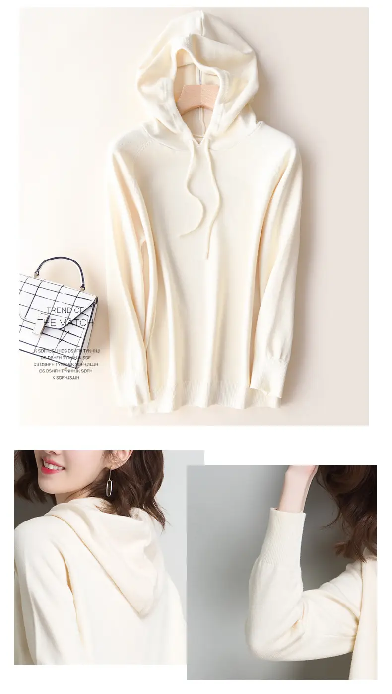 Women's Yellow Hooded Knitted Sweater Jacket — feature 10