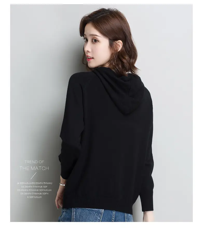 Women's Yellow Hooded Knitted Sweater Jacket — feature 18