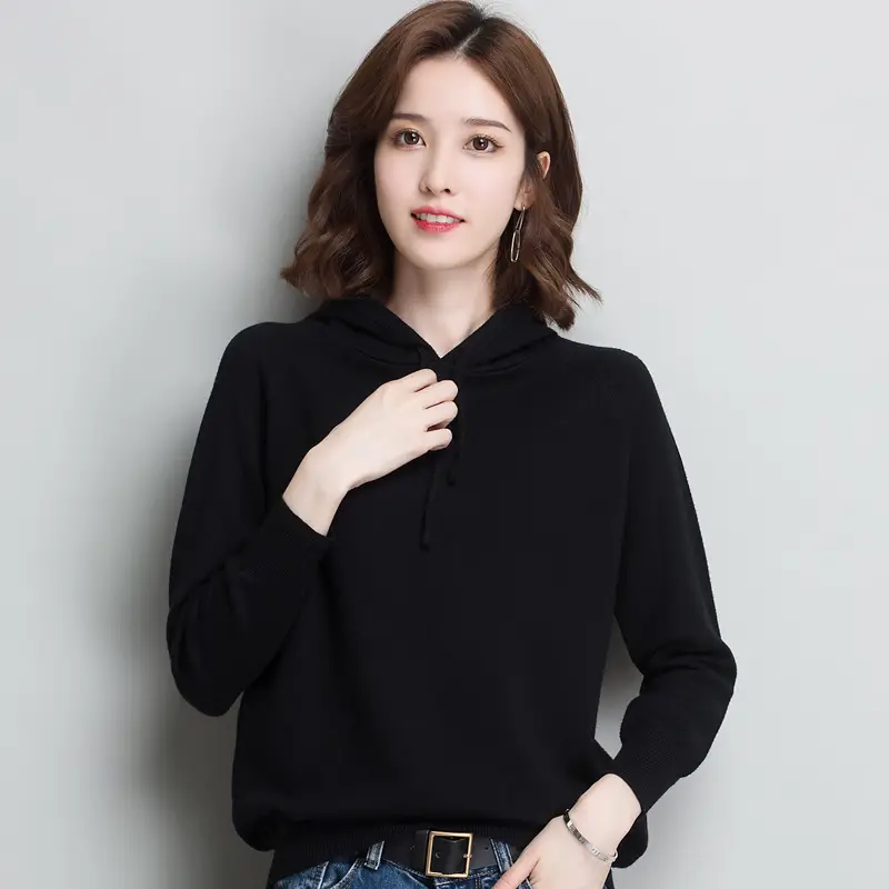 Women's Yellow Hooded Knitted Sweater Jacket