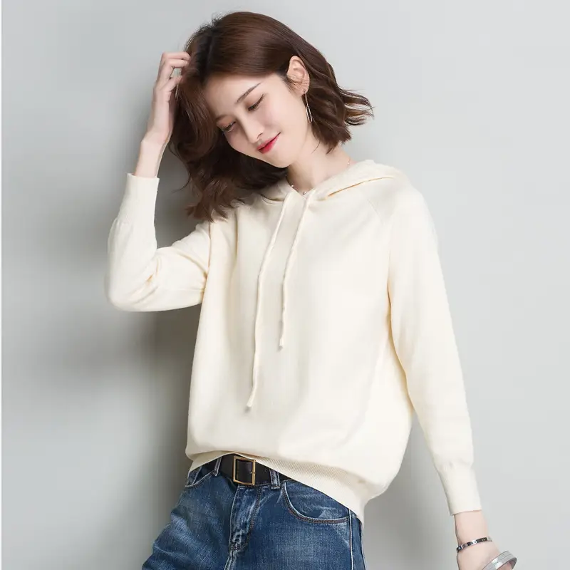 Women's Yellow Hooded Knitted Sweater Jacket